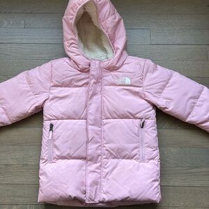 The North Face size 4T pink down hooded jacket